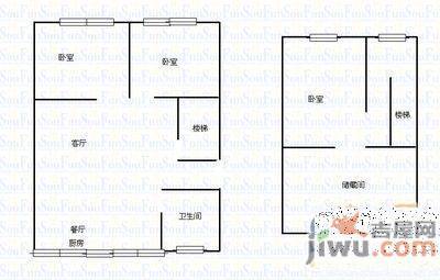 上夼东路2室1厅1卫56㎡户型图