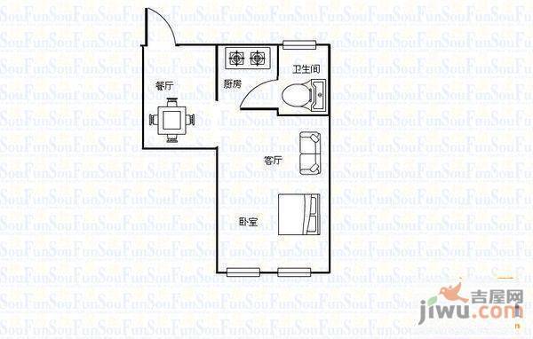 上夼东路2室1厅1卫56㎡户型图