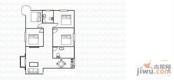 银河名都2室2厅1卫92.3㎡户型图