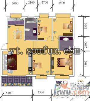 银河名都2室2厅1卫92.3㎡户型图