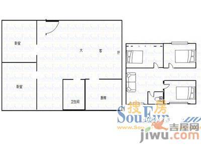 开元新村2室2厅2卫79㎡户型图