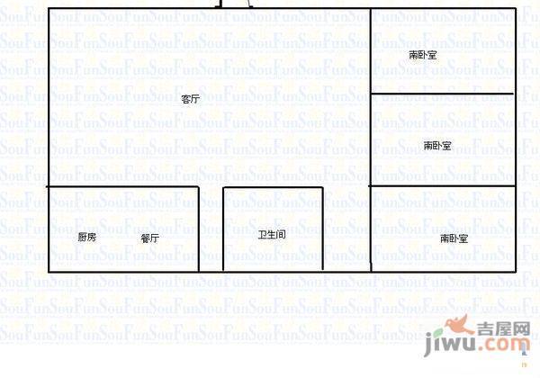 开元新村2室2厅2卫79㎡户型图