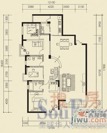 海天名人广场3室2厅2卫161㎡户型图