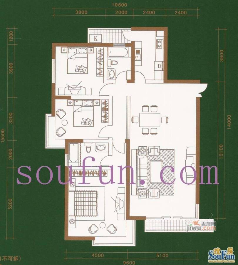 海天名人广场3室2厅2卫161㎡户型图