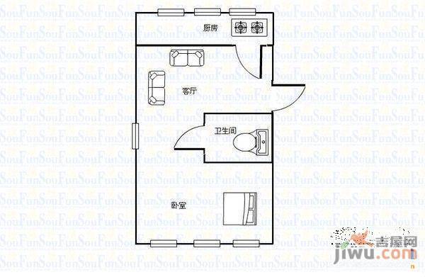 厚安小区2室2厅1卫62㎡户型图