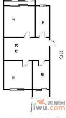 厚安小区2室2厅1卫62㎡户型图