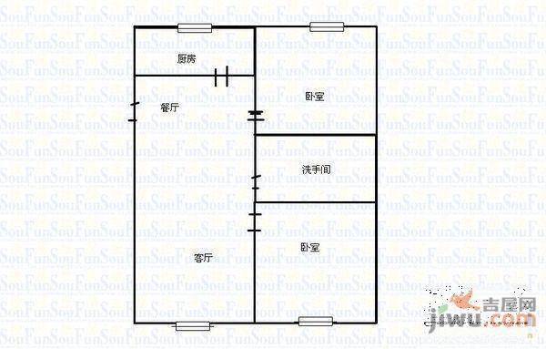 蓁山花园2室2厅1卫69㎡户型图