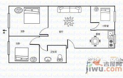 隆源小区2室2厅1卫75㎡户型图