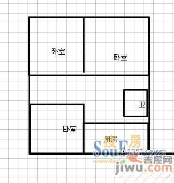 隆源小区2室2厅1卫75㎡户型图