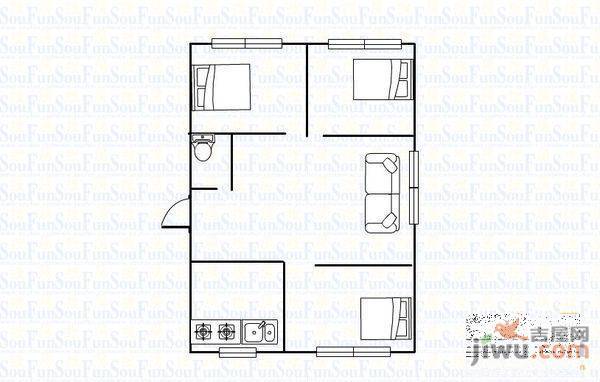 隆源小区2室2厅1卫75㎡户型图