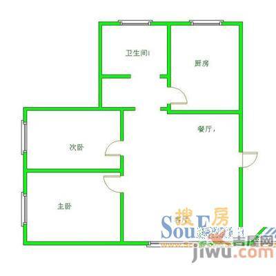 南江花苑2室2厅1卫户型图