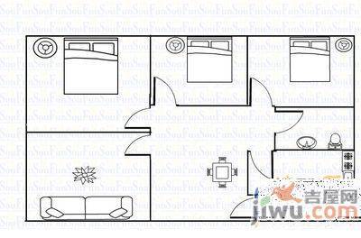 恒生小区3室2厅1卫101㎡户型图