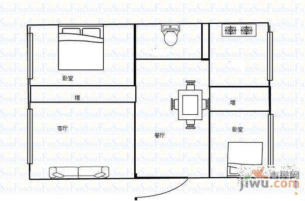 恒生小区3室2厅1卫101㎡户型图