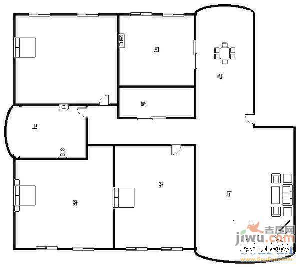 御园小区3室2厅2卫153㎡户型图