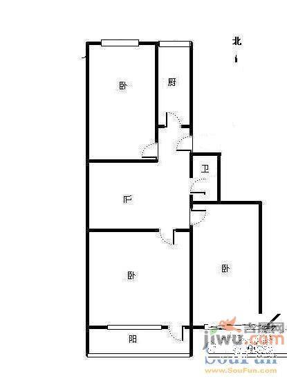 胜利油田疗养院3室2厅1卫户型图