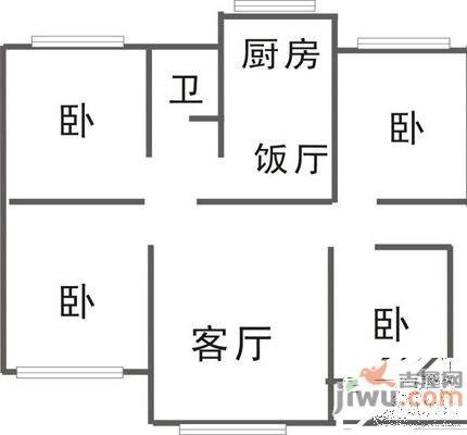 胜利油田疗养院3室2厅1卫户型图