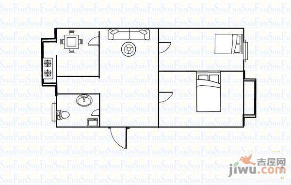 文化路2室2厅1卫83㎡户型图