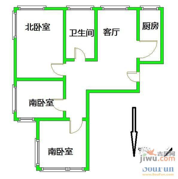 海信慧园二期3室2厅2卫115㎡户型图