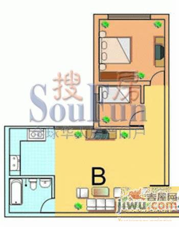 天地海景花园1室1厅1卫45.3㎡户型图