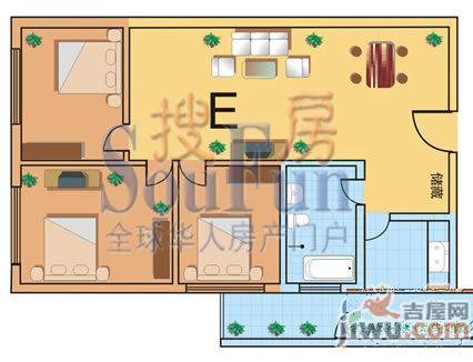 天地海景花园1室1厅1卫45.3㎡户型图