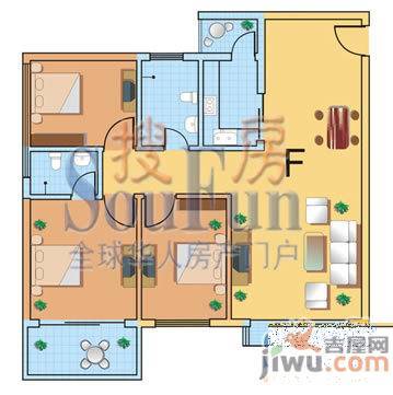 天地海景花园1室1厅1卫45.3㎡户型图