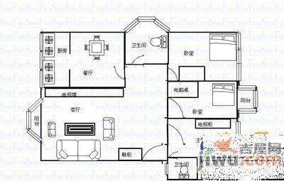 福山路3室1厅1卫户型图