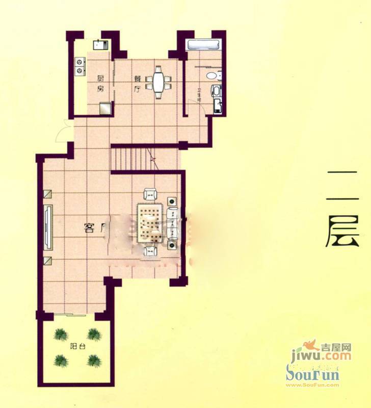 丽湖国际城3室2厅1卫100.5㎡户型图