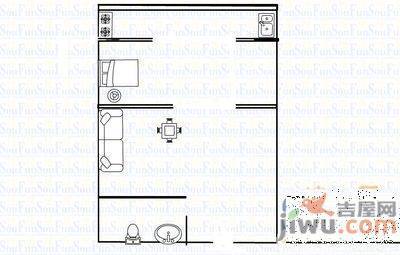 科信佳园1室1厅1卫57㎡户型图