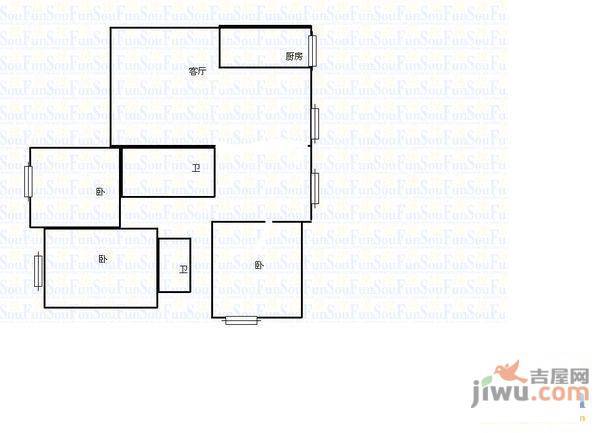 前进路3室2厅1卫户型图