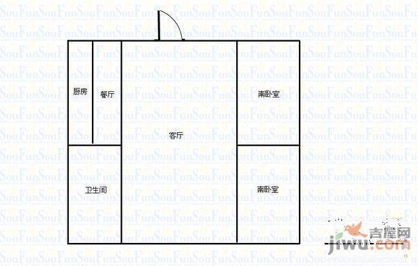 幸福东路2室2厅1卫66㎡户型图