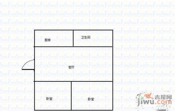 幸福东路2室2厅1卫66㎡户型图