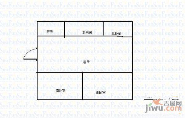 幸福东路2室2厅1卫66㎡户型图