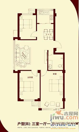 怡景花园3室1厅1卫82㎡户型图