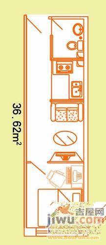 爱琴海公寓1室1厅1卫36.6㎡户型图