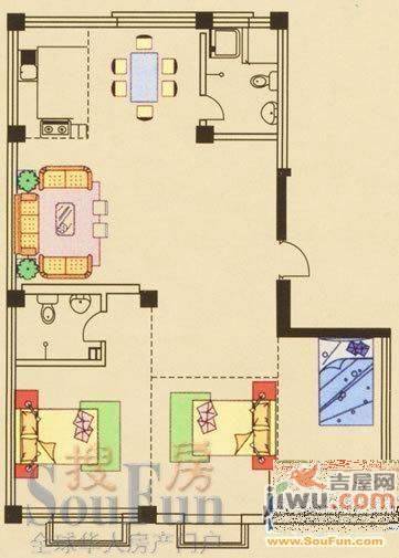 北皂小区2室2厅1卫户型图