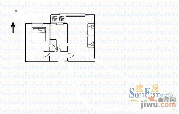 北环山里2室1厅1卫户型图