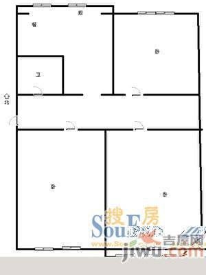 北环山里2室1厅1卫户型图