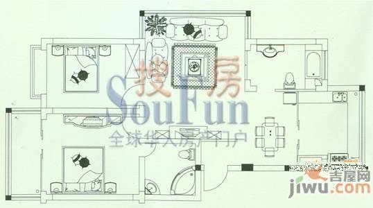 聚龙家苑2室2厅2卫106㎡户型图