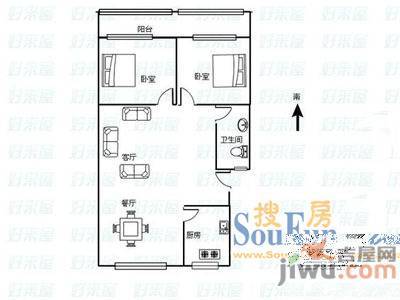 华侨新城2室2厅1卫户型图