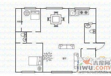 水木清华2室2厅1卫户型图