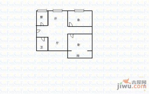 河滨别苑2室2厅1卫户型图