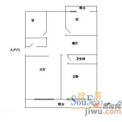 福润海家园2室1厅1卫户型图