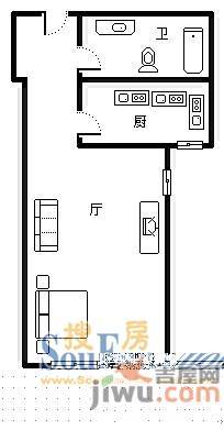 陈香花园1室1厅1卫户型图