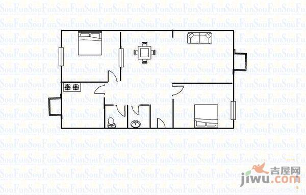 宫家岛小区2室2厅1卫户型图