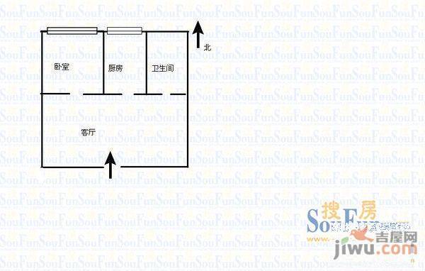 天一大厦1室1厅1卫户型图