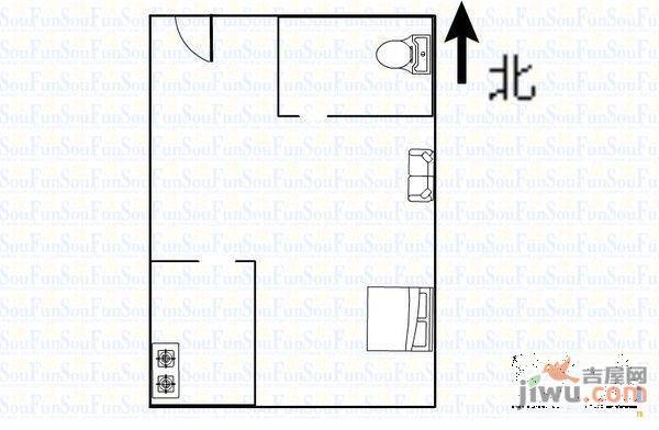 天一大厦1室1厅1卫户型图