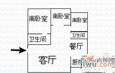 金沙滩花园3室2厅2卫123㎡户型图