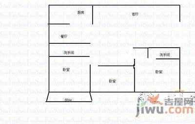 金沙滩花园3室2厅2卫123㎡户型图