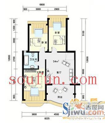 声远山庄3室2厅1卫112㎡户型图