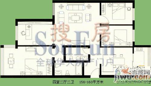 声远山庄3室2厅1卫112㎡户型图